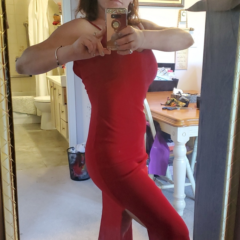 Gorgeous long red low back dress
